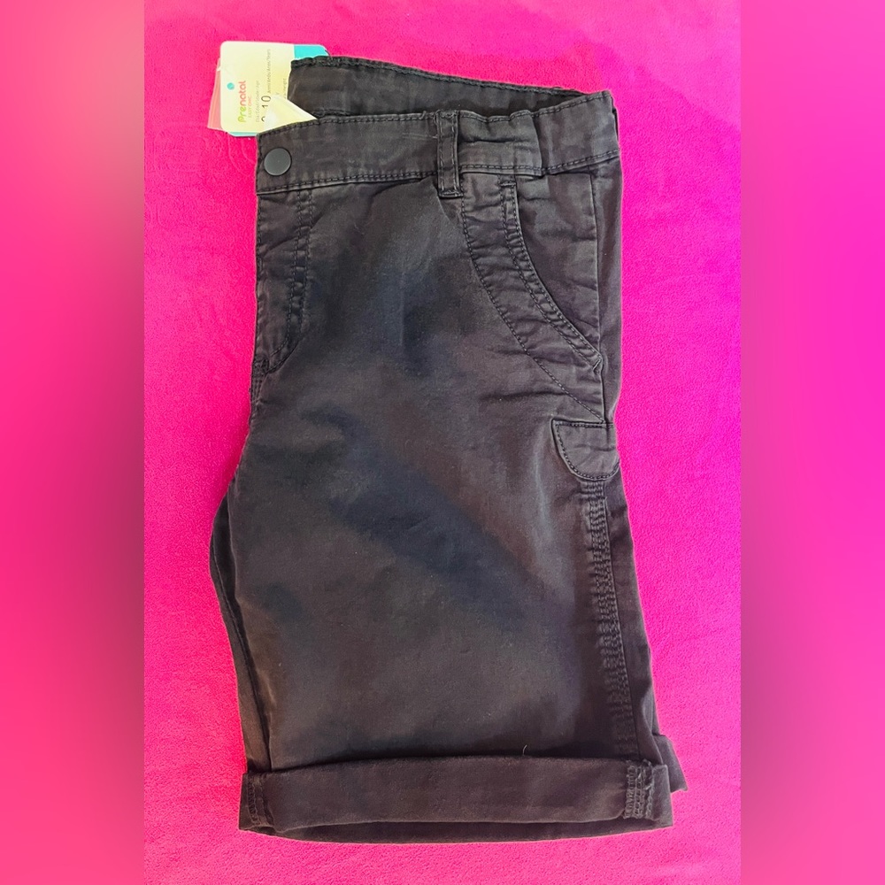 Prenatal navy shorts, roll up cuff, NWT, size 9-10 years.
